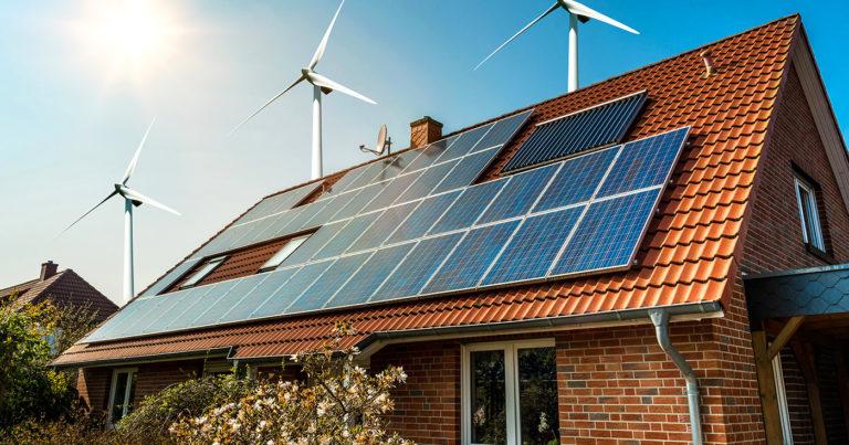 Casa con tejado sostenible